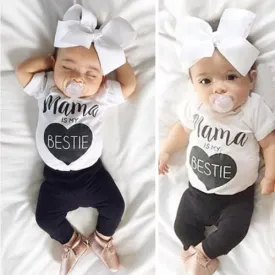 0-24M Baby Infant Toddle Baby Boys Girls Clothes Summer Short Sleeve Mama T-Shirt Top   Pant 2pcs Outfit Bebes Clothing Set