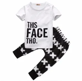 2016 New 2pcs Children Set 0-5Y Baby Boys Girls Summer Short Sleeve T-Shirt and Harem Pant Trouser Outfit Children Clothing Set