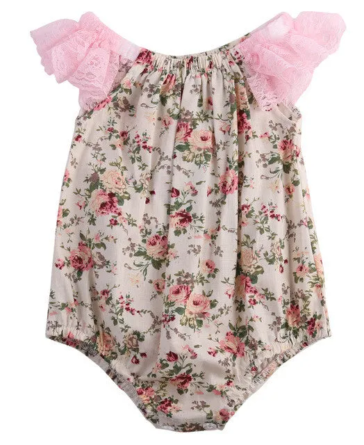 2016 New Baby Girls Clothes Summer Flower Baby Girls Bodysuit 0-24M Newborn Infant Toddle Bebes One-Pieces Body Suit Costume