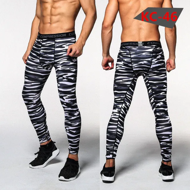 2017 Men Compression Pants Casual Tights Camouflage Pants Bodybuilding Mans High Elasticity Joggers Crossfit Skinny Leggings