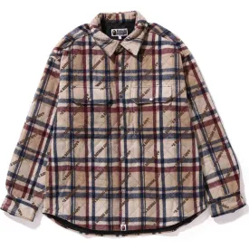 A BATHING APE LOGO CHECK PATTERN PADDED FLANNEL SHIRT JACKET MENS