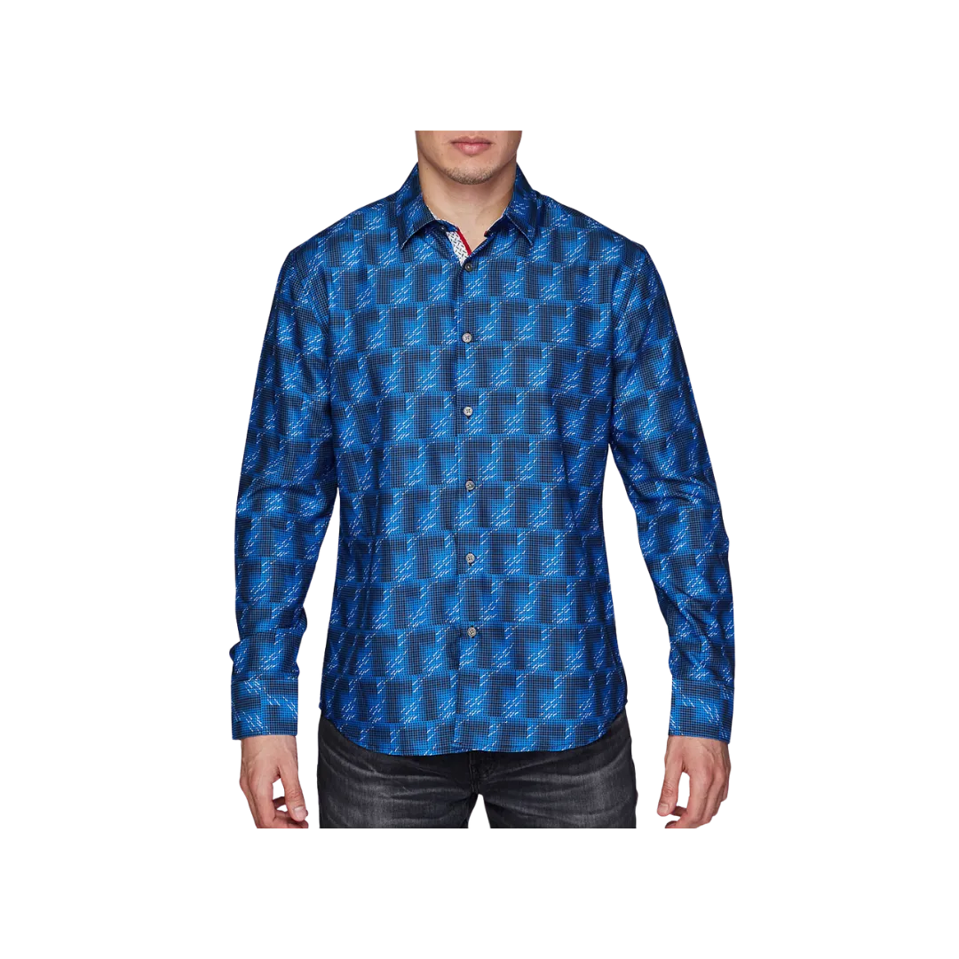 Avalon Men’s Long-Sleeve Blue Satin Shirt