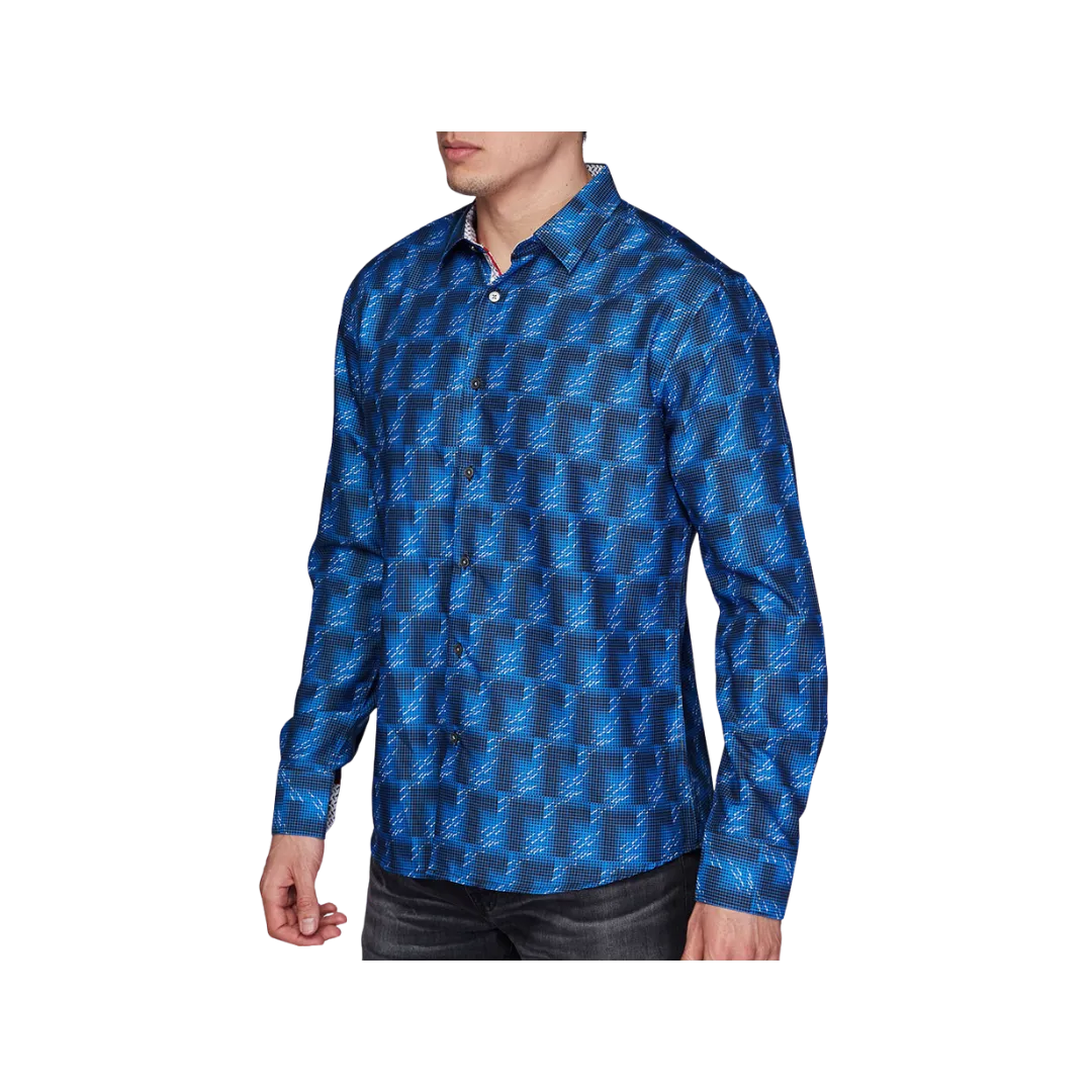 Avalon Men’s Long-Sleeve Blue Satin Shirt