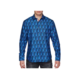 Avalon Men’s Long-Sleeve Blue Satin Shirt