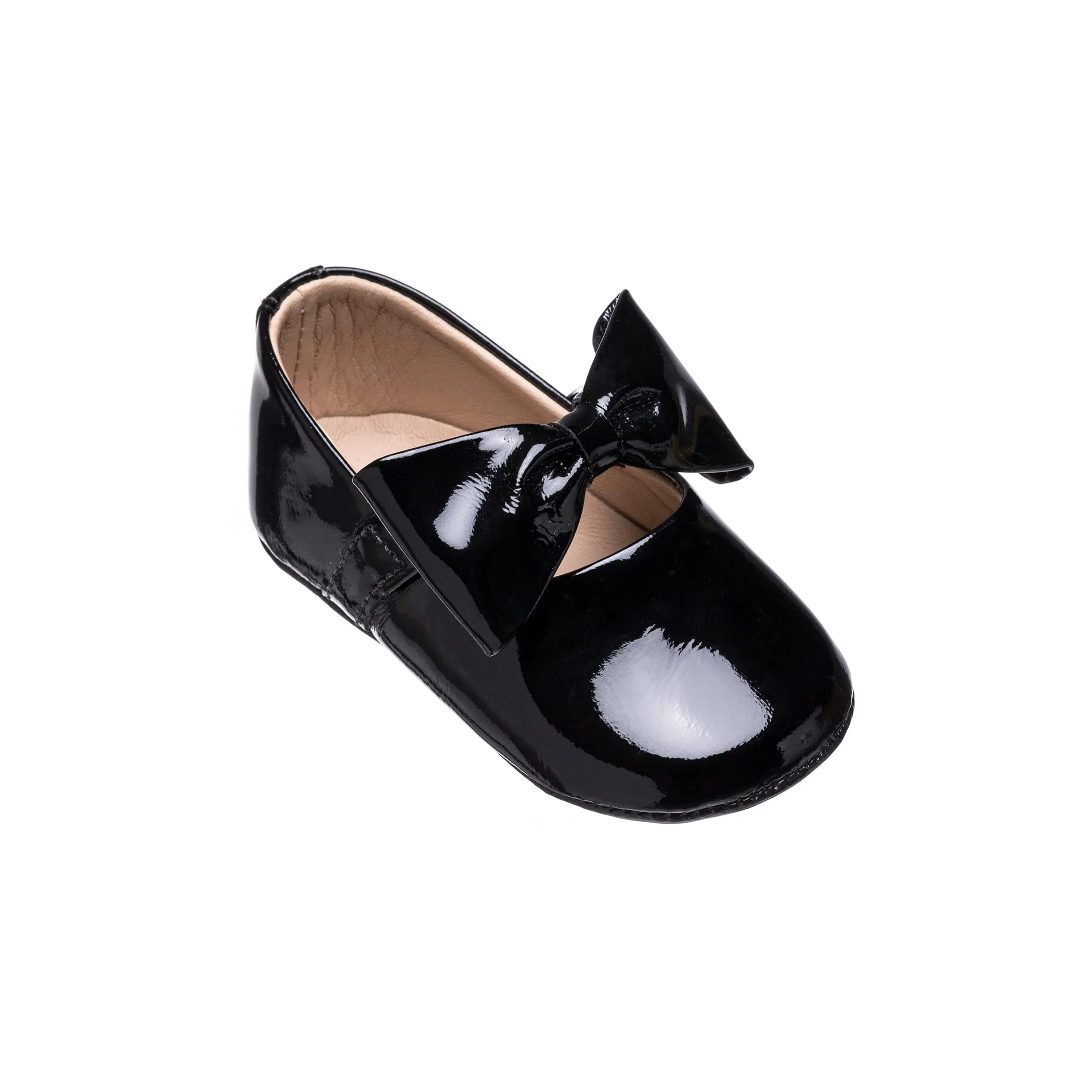 Baby Ballerina with Bow Patent Black