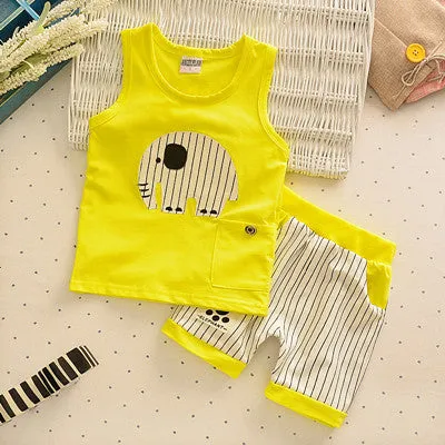 Baby Boys Girls Clothing Set Children Vest   Pants Set Kids Cartoon Clothes Casual Suits 3 Design  2016 Summer