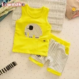 Baby Boys Girls Clothing Set Children Vest   Pants Set Kids Cartoon Clothes Casual Suits 3 Design  2016 Summer