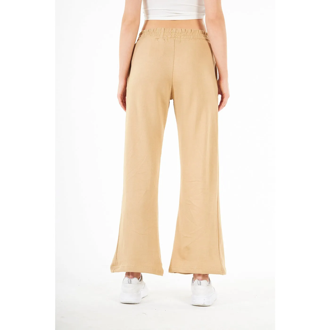 Beige Wide Leg High Trousers