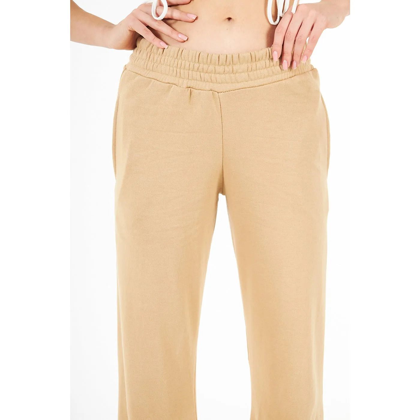 Beige Wide Leg High Trousers