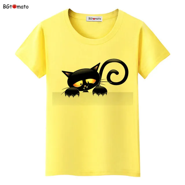 BGtomato super cool elegant cat T-shirts for women originality design fashion 3D shirts Brand good quality soft casual shirts