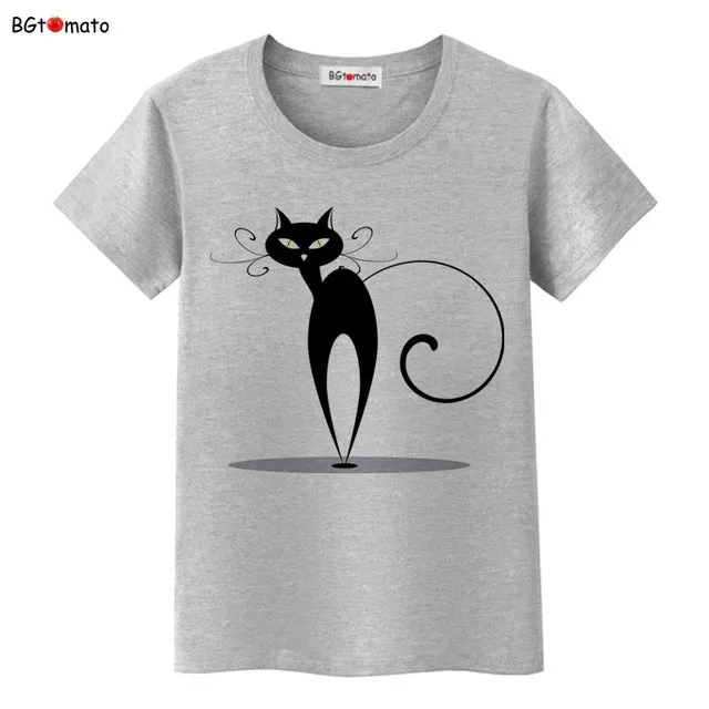 BGtomato super cool elegant cat T-shirts for women originality design fashion 3D shirts Brand good quality soft casual shirts