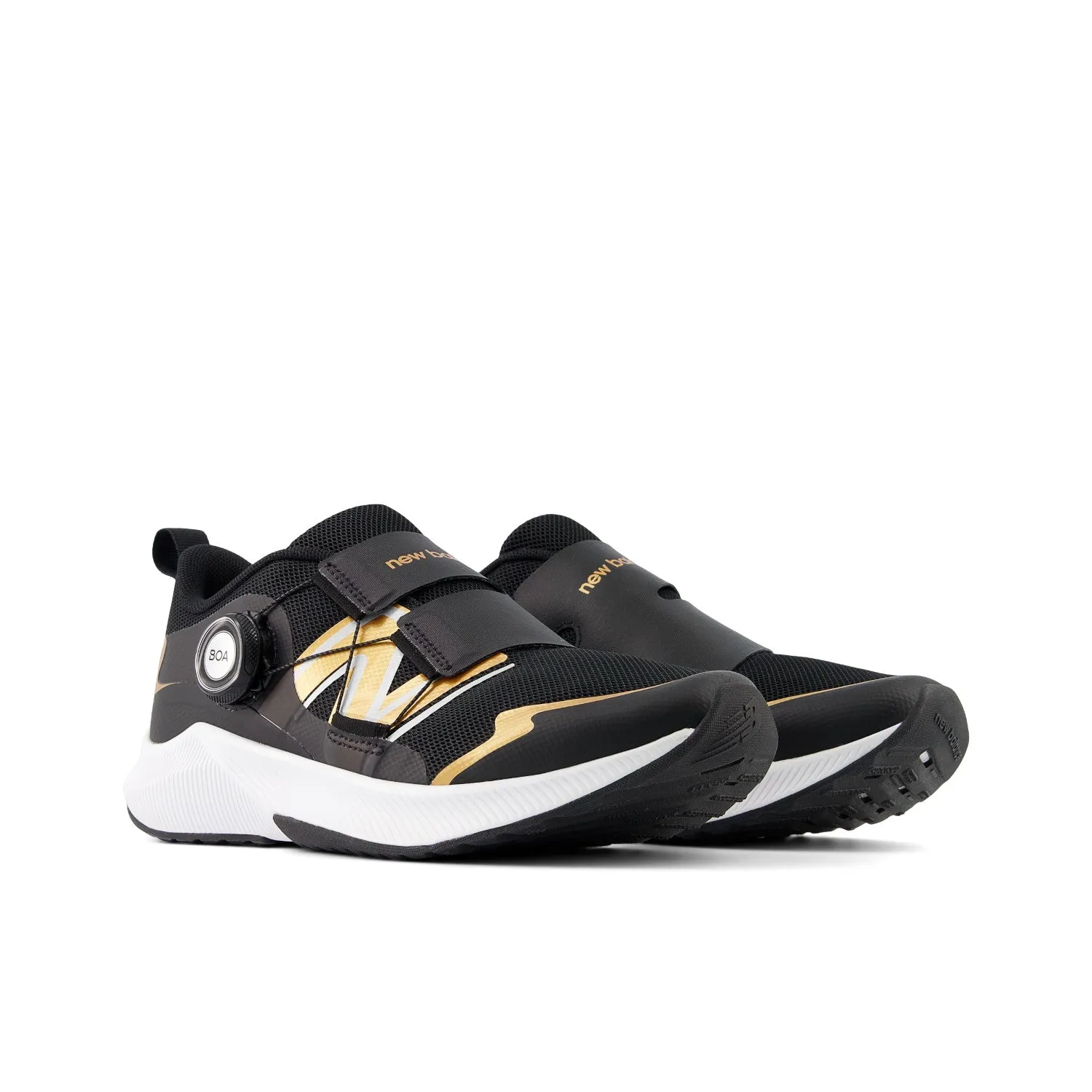 Big Kid's New Balance DynaSoft Reveal v4 BOA Color: Black with Copper Metallic & Silver Metallic