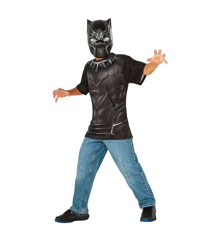 Black Panther Shirt and Mask Boys Costume