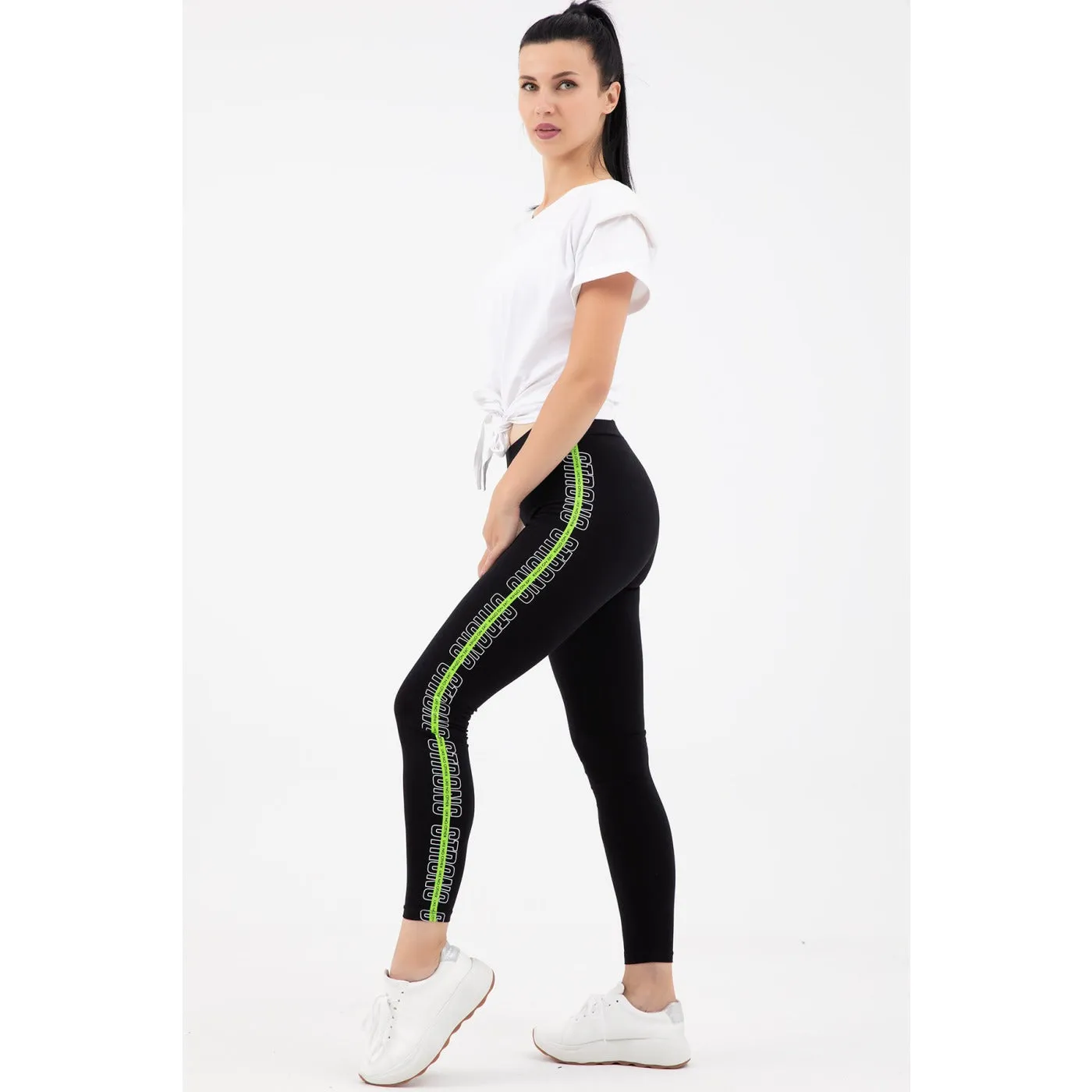 Black Printed Sports Leggings