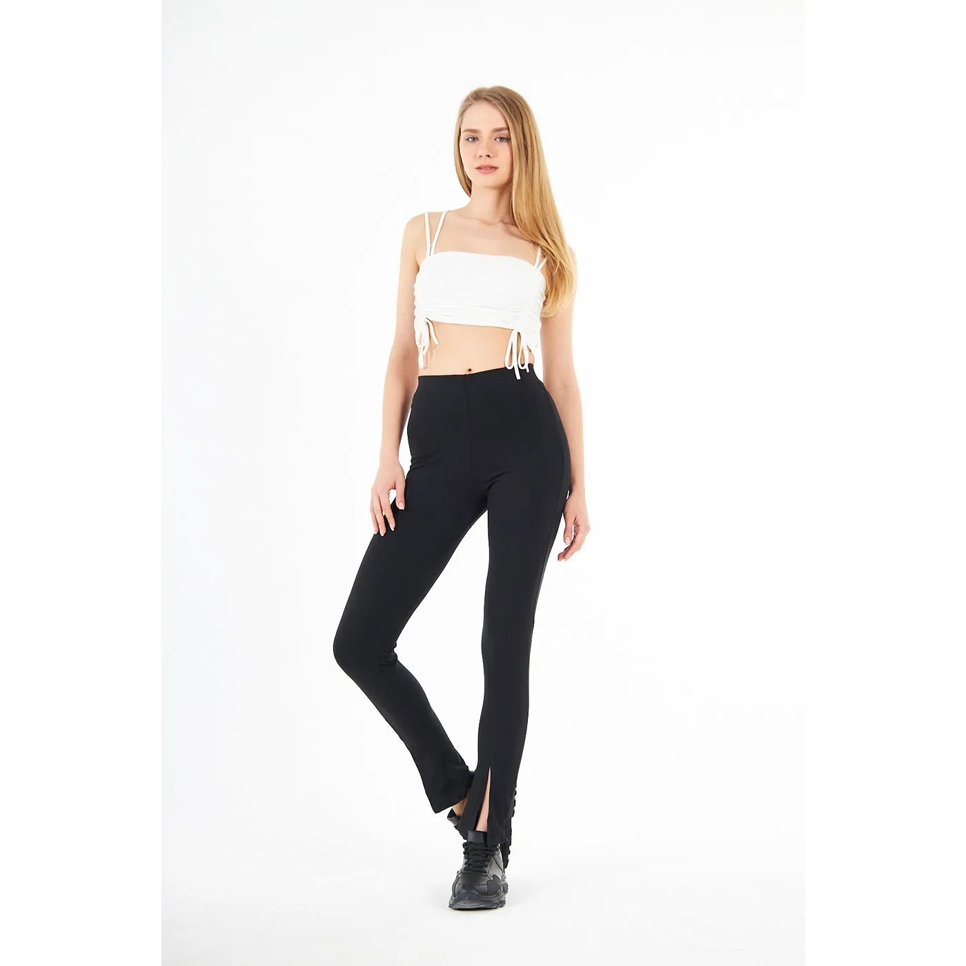 Black Split Hem Leggings