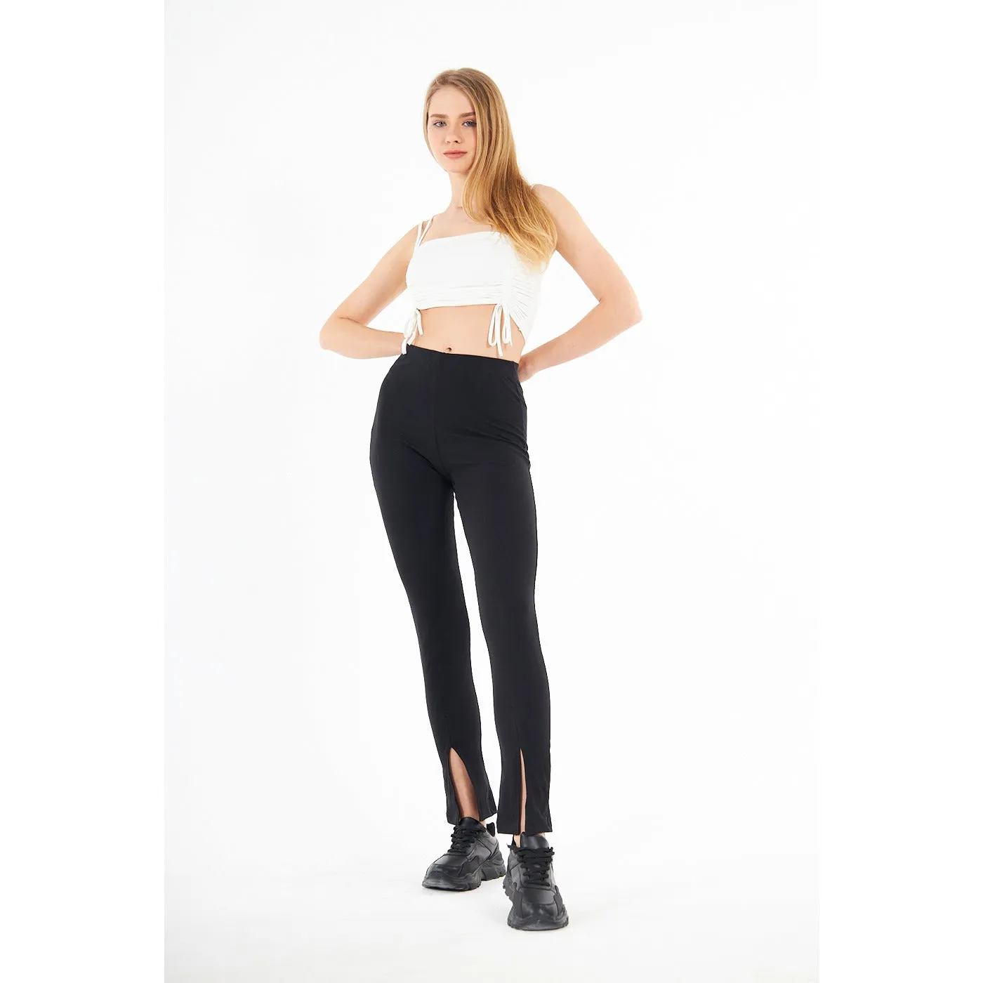 Black Split Hem Leggings