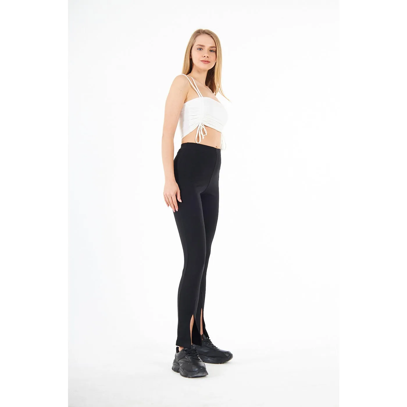 Black Split Hem Leggings