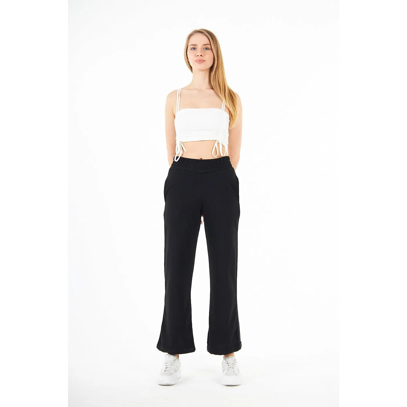 Black Wide Leg High Trousers