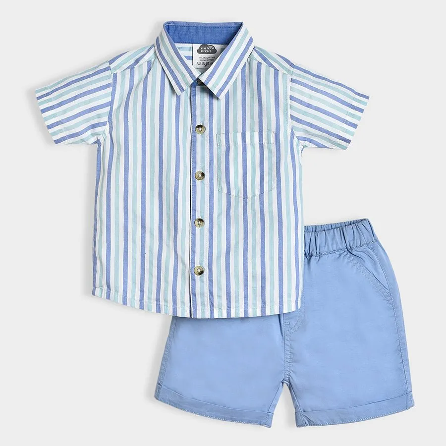 Bloom Woven Blue Shirt & Shorts Set