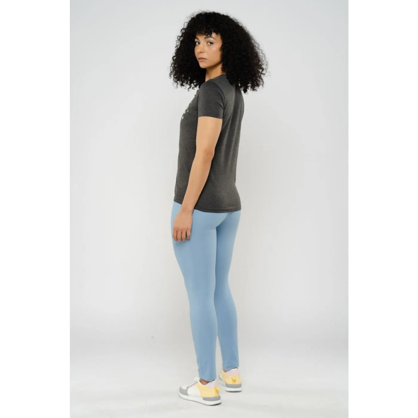 Blueage Light Blue Plain Leggings