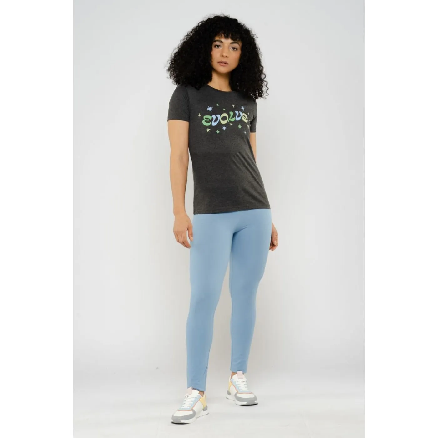 Blueage Light Blue Plain Leggings