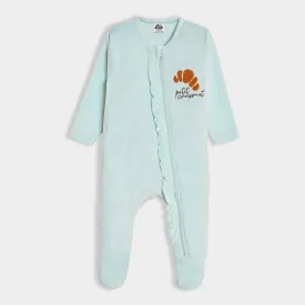 Bonjour Croissant Velour Sleepsuit