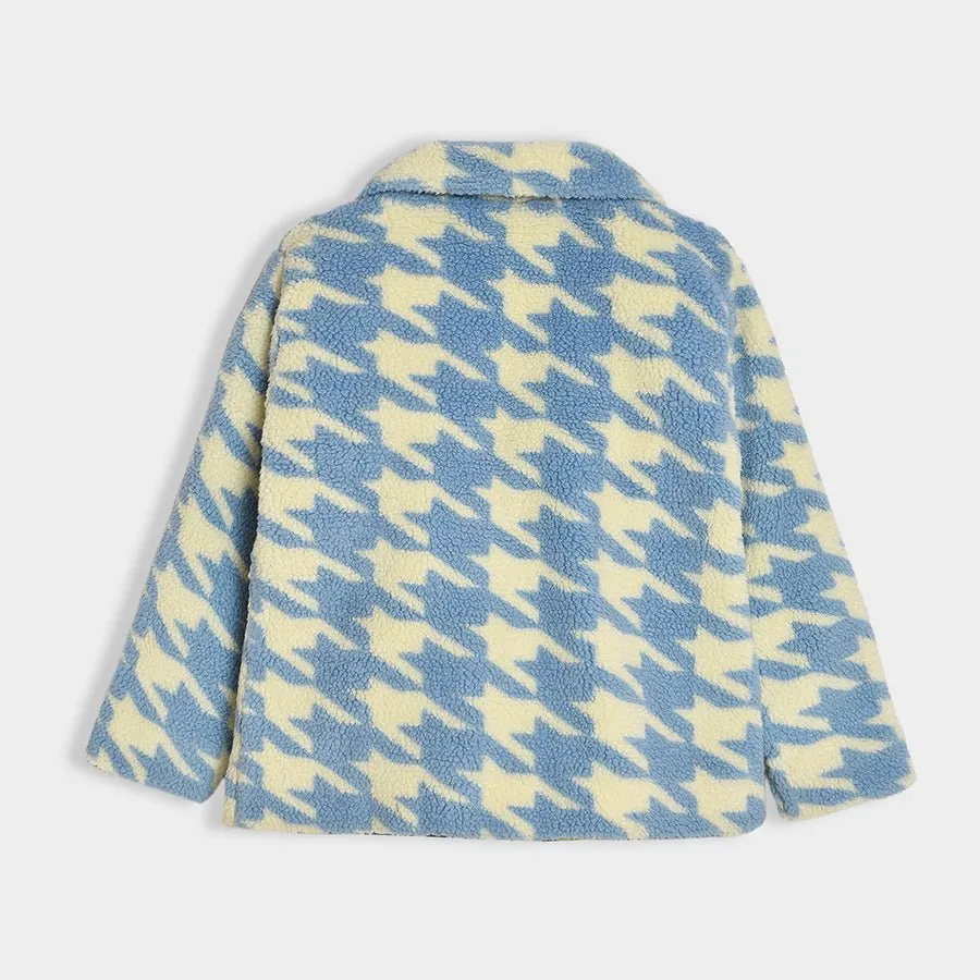 Bonjour Houndstooth Coat Blue