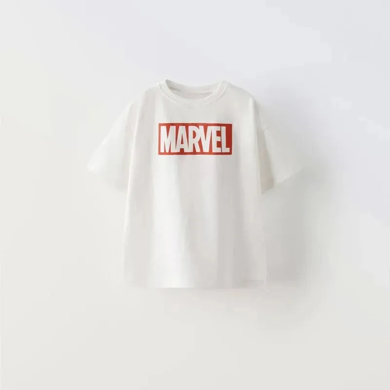 Boys Cartoon TShirt Kids New Round Neck Tops Outer Wear 1-6Age Child Summer Clothing Kids Fashion Simple Versatile White Tees