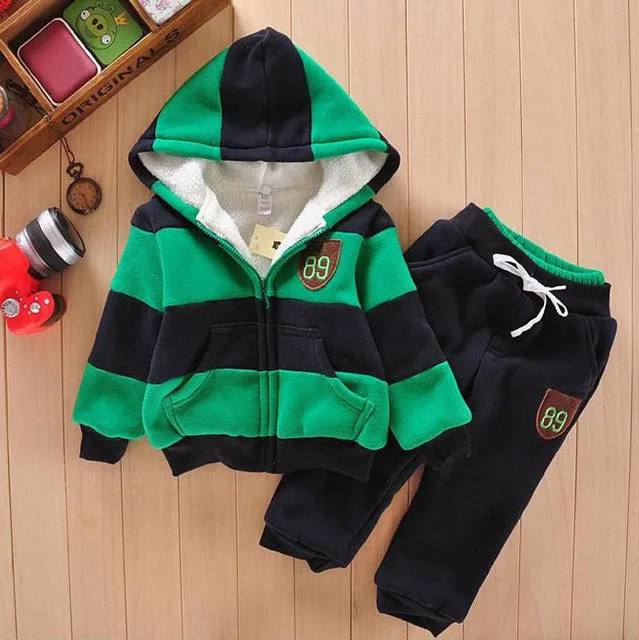 Boys Girls Children Hoodies Winter Wool Sherpa Baby Sports Suit New 2014 Jacket Sweater Coat & Pants Thicken Kids Clothes Sets