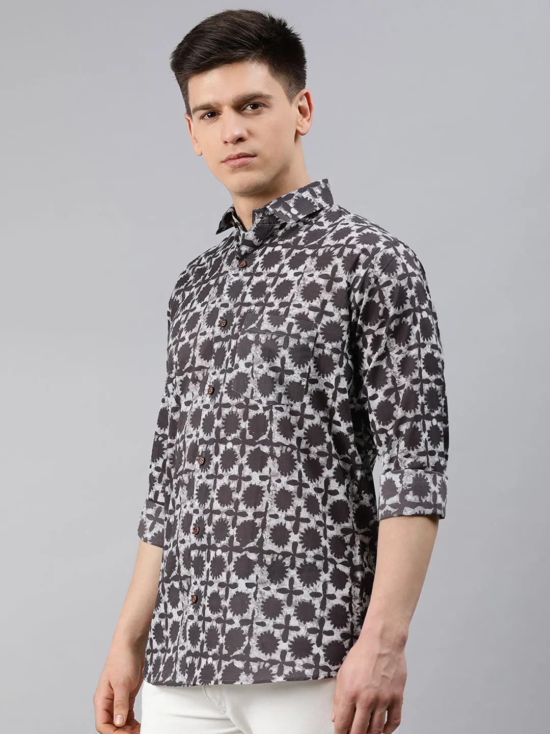 Brown Cotton Full Sleeves Shirts For Men-Mmf0250