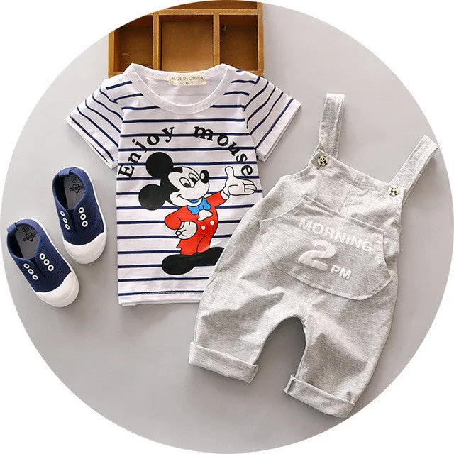 Cartoon Mouse Baby Boy's Clothing Set 2017 New Toddler Boys Clothes Spring Summer Fashion Kids Clothes T-shirt Shorts T548