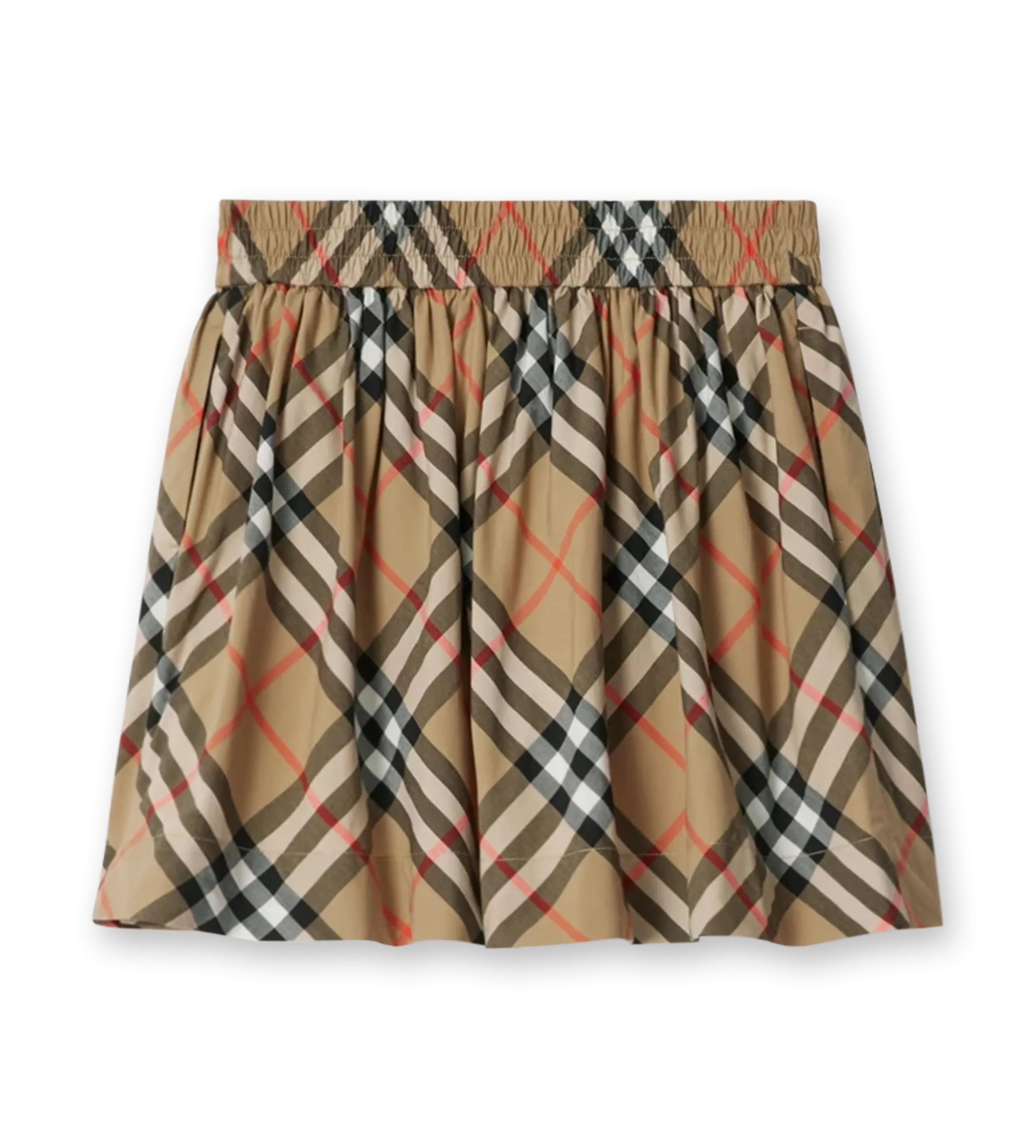 Check Cotton Skirt Sand