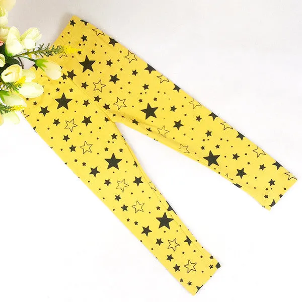 Child Kids Girls Star Printed Pants Skinny Pants Warm Stretchy Leggings Trousers