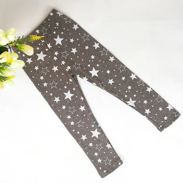 Child Kids Girls Star Printed Pants Skinny Pants Warm Stretchy Leggings Trousers