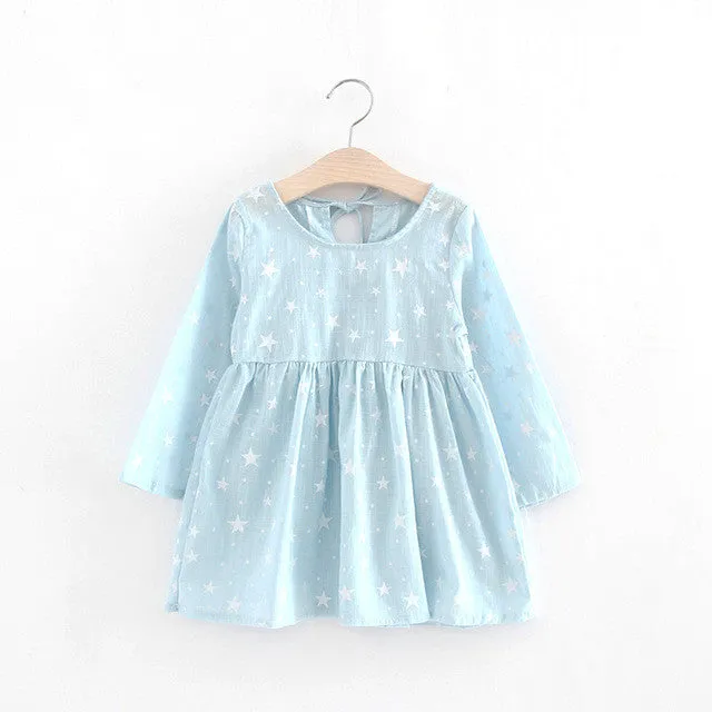 Cute Floral Printed Baby Girls Dresses Spring Autumn Long Sleeve Bow Princess Dress Casual Costume Kids Clothes Tutu Vestidos