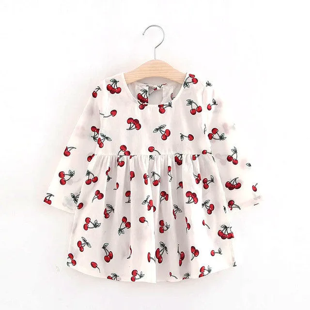 Cute Floral Printed Baby Girls Dresses Spring Autumn Long Sleeve Bow Princess Dress Casual Costume Kids Clothes Tutu Vestidos