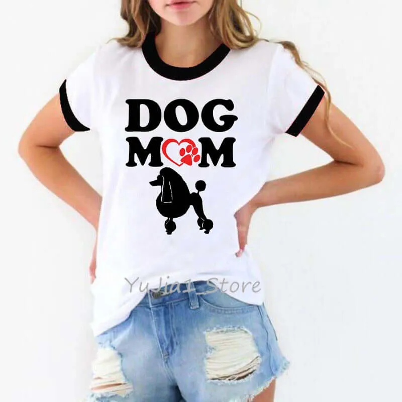 Dog mom print funny t shirt summer top graphic tees pet lover friends gift t-shirt