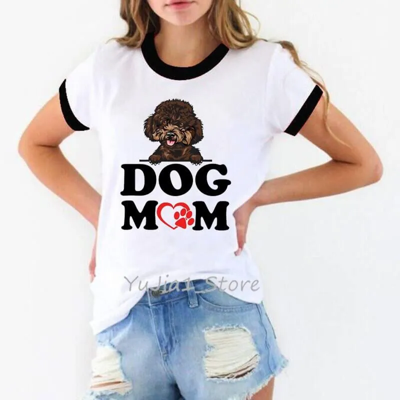 Dog mom print funny t shirt summer top graphic tees pet lover friends gift t-shirt