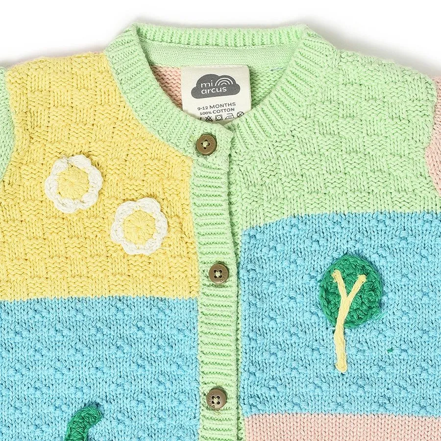 Farm Friends Knitted Colorblock Sweater for Kids