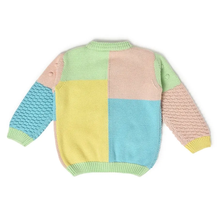 Farm Friends Knitted Colorblock Sweater for Kids