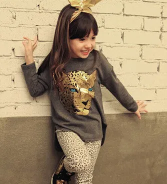 Girls Clothes Toddler Girls Clothing Sets Baby Girls Kids Clothes Children Clothing Full Sleeve T Shirt Leopard Legging Vestidos