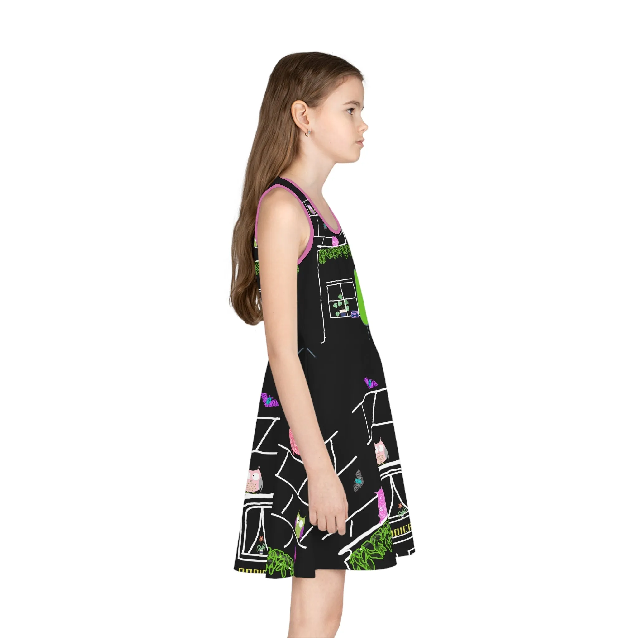 Girls' Sleeveless Sundress (AOP) OWL HOUSE