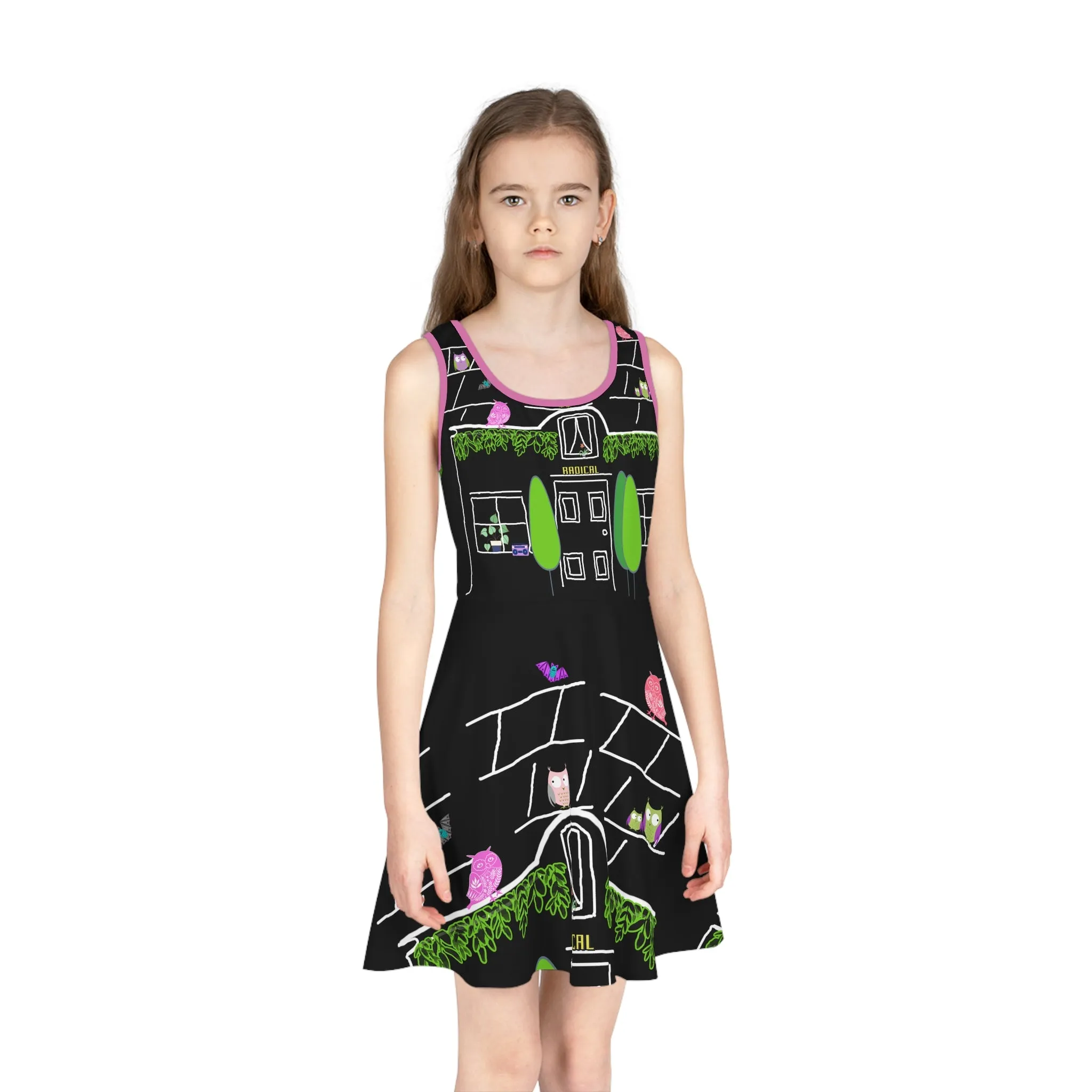 Girls' Sleeveless Sundress (AOP) OWL HOUSE