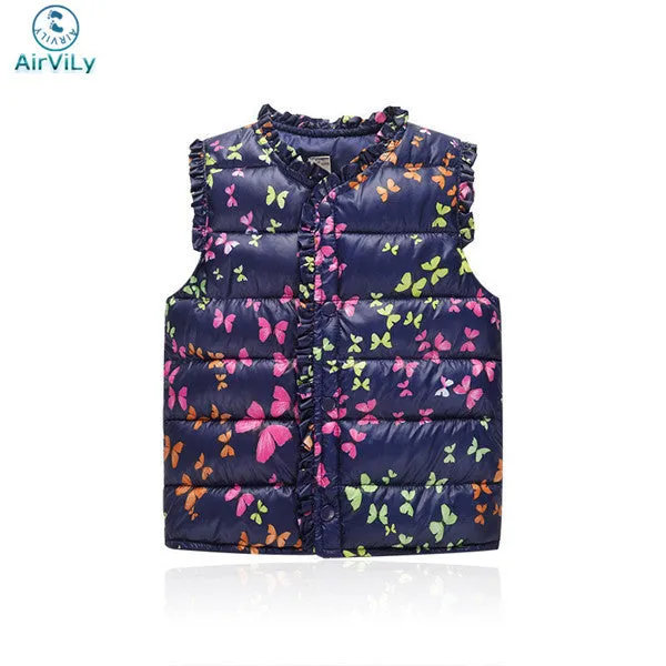 Girls Vests Children's Down Cotton Warm Vest Baby Girls Sweet Floral Waistcoat High Quality Kids Vest Outerwear 2-7 Years