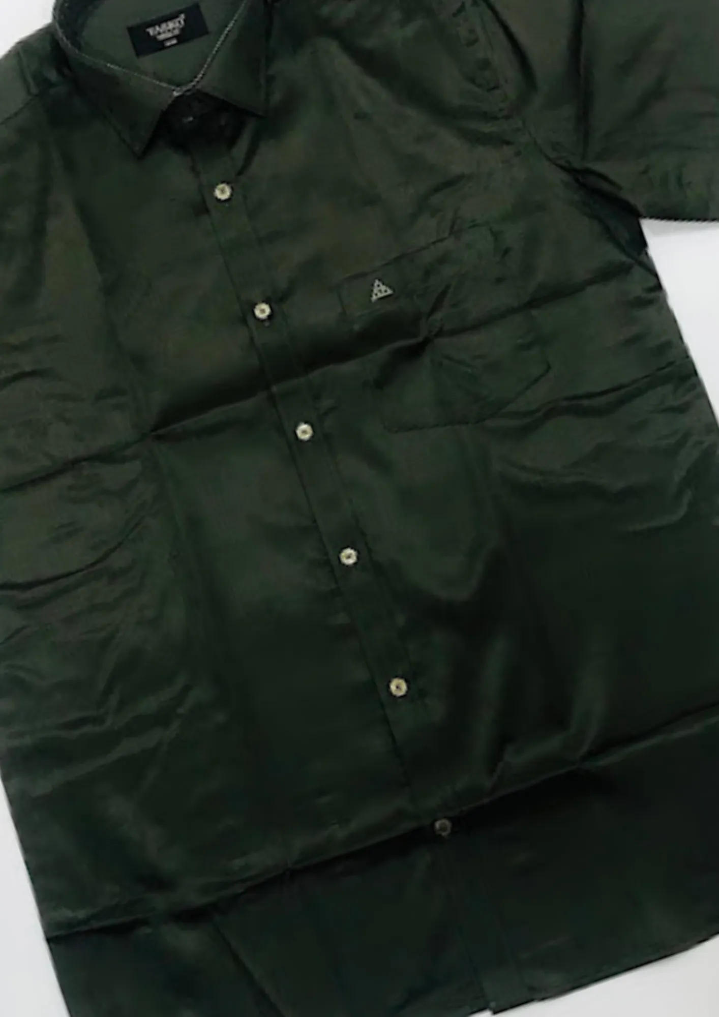 Gorgeous Green Color Half Sleeve Shining Silk Shirts For Men