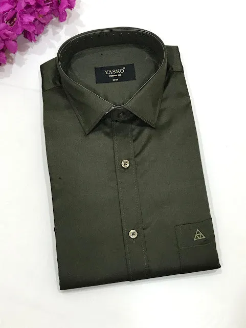 Gorgeous Green Color Half Sleeve Shining Silk Shirts For Men