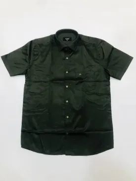 Gorgeous Green Color Half Sleeve Shining Silk Shirts For Men