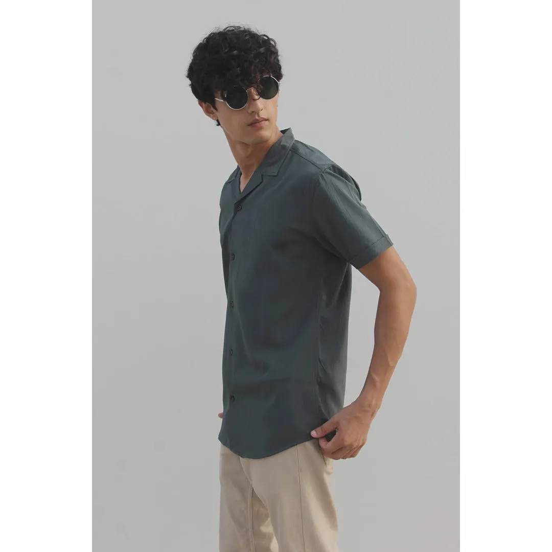 Green Textured Cuban Shirt