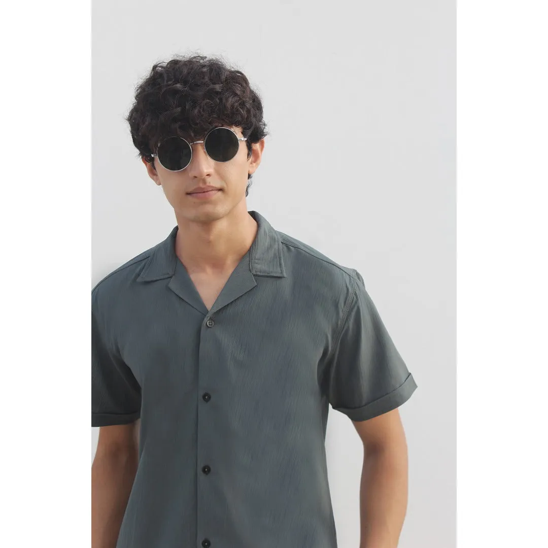 Green Textured Cuban Shirt