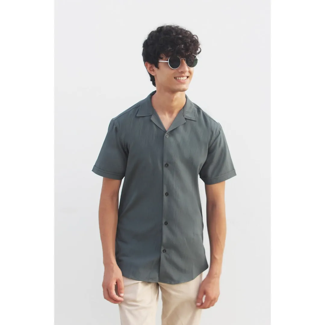 Green Textured Cuban Shirt